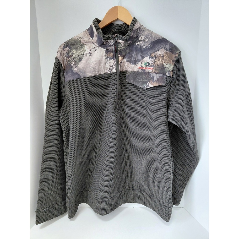 Mossy Oak Jacket Men Large Green Fleece 1/4 Zip Hunting Elements Terra